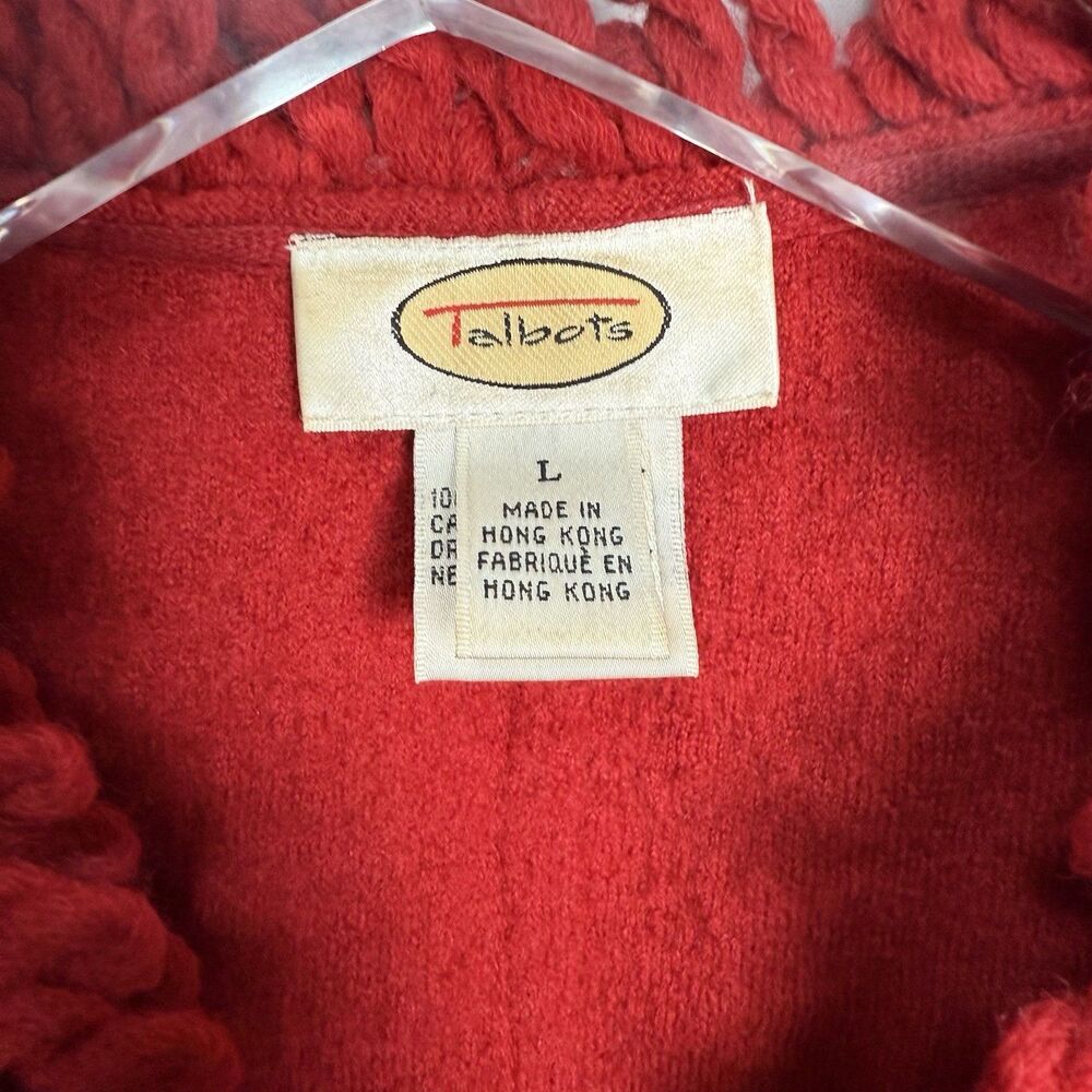 Vintage Talbots Red Boiled Fringe 100% Wool Cardi… - image 5